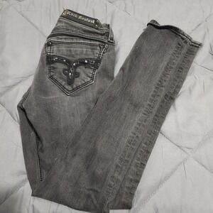 Rock Revival Charlotte Skinny Jeans Women 28x32 Ultra Low Rise Gray Wash Stretch